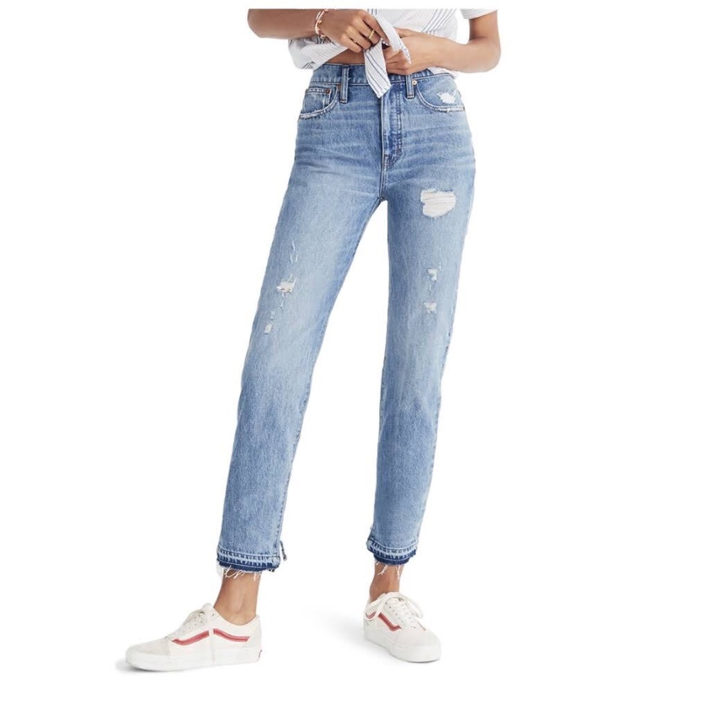 Madewell Classic Straight Jean with distress - Size 27